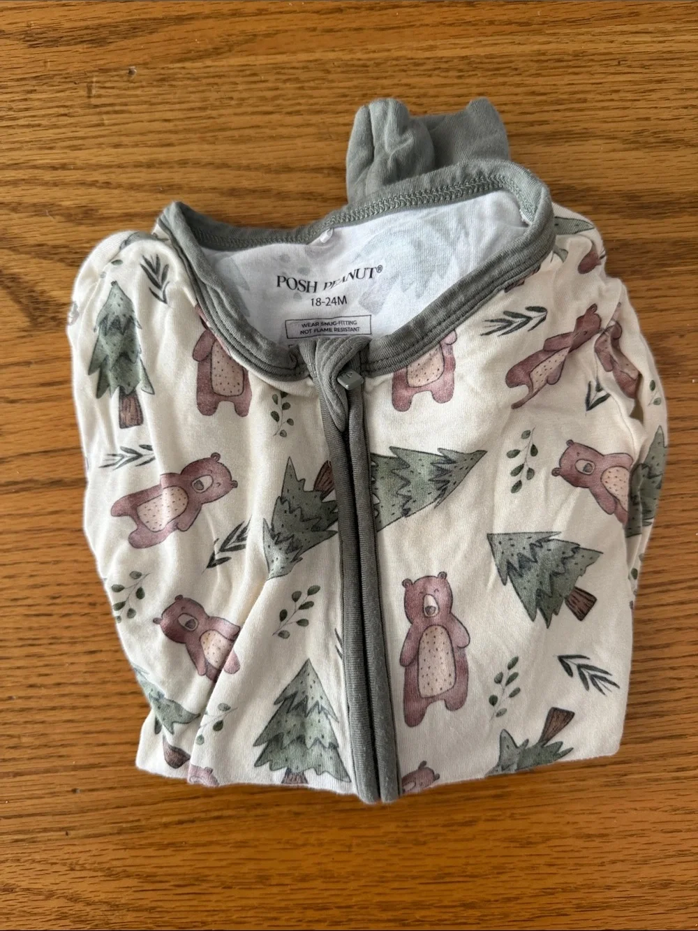 Posh Peanut Pink Bear & Green Tree Sleep Sack with Gray Trim